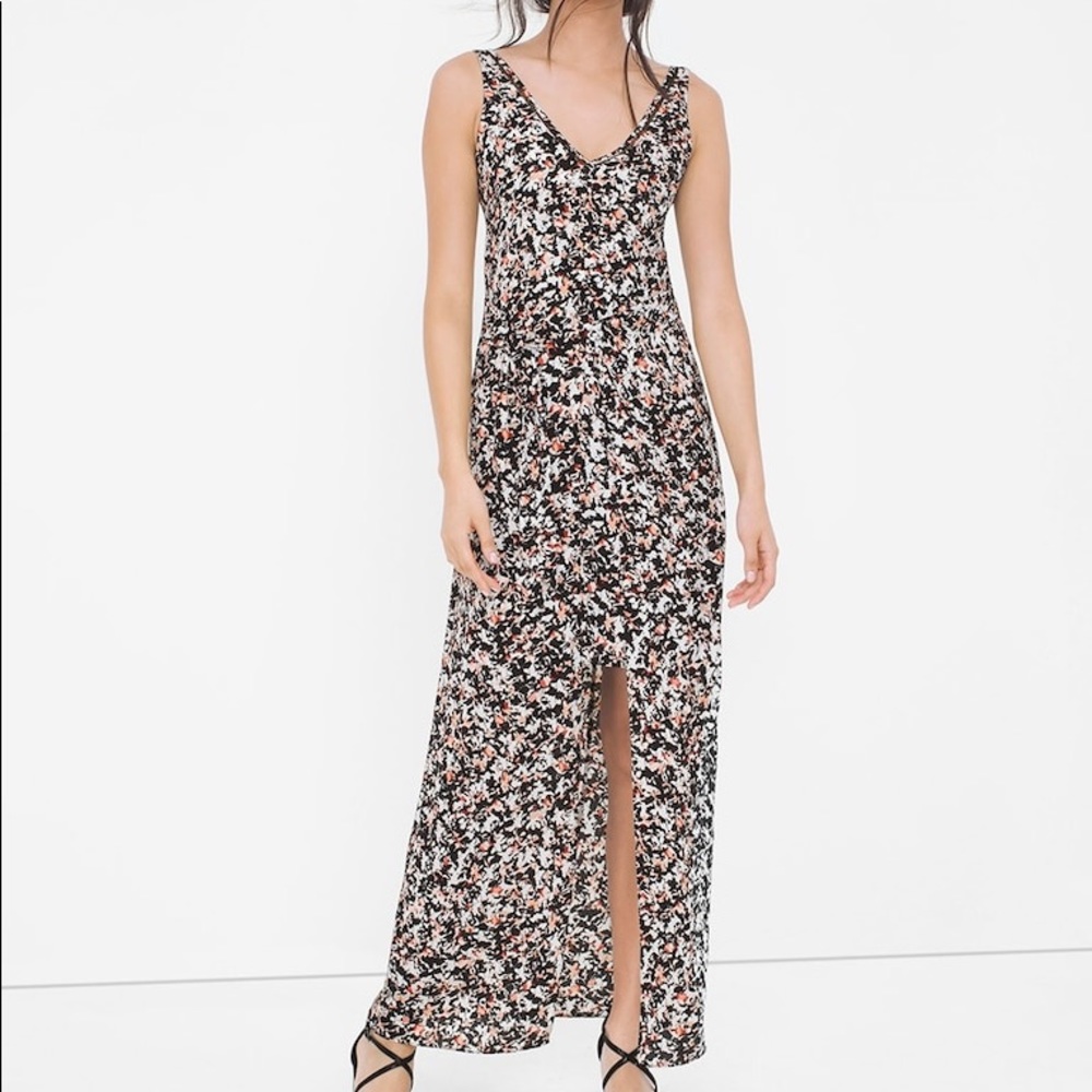 White House Black Market V-Neck Floral Print Maxi Dress